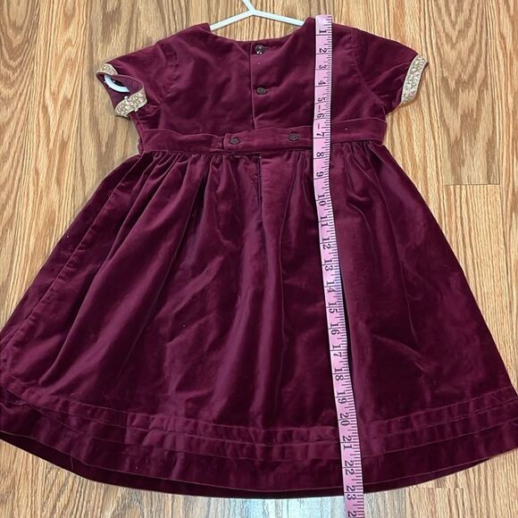 Vintage B.T. Kids Velvet Dress, burgundy, Floral braid, girls 4 - Picture 8 of 8
